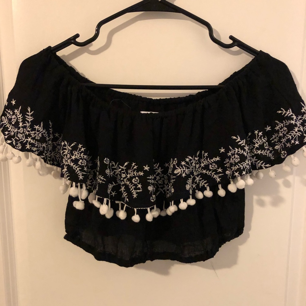 off the shoulder embroidered top
